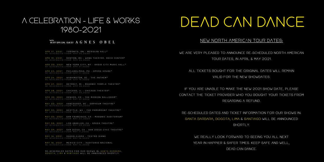 Boston ballet became the first american company to perform in china with a three week tour to beijing, shanghai, and guangzhou (canton). North America April May 2021 Dead Can Dance